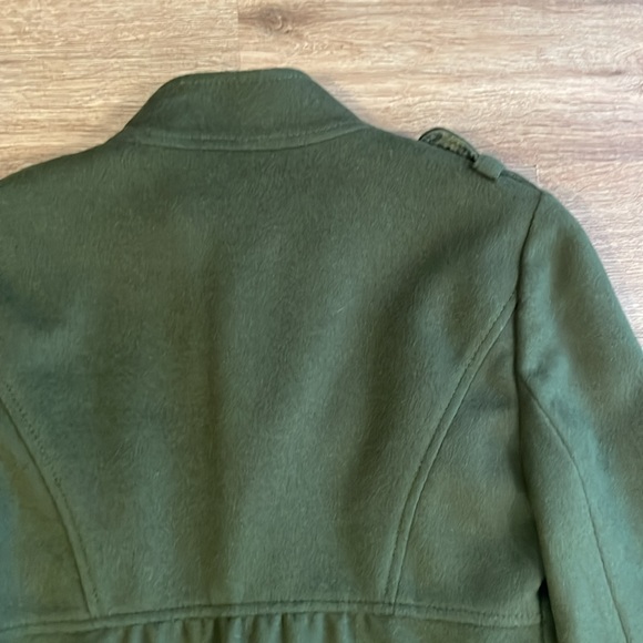 Ann Taylor Olive Green Wool Blazer with Fabric Covered Buttons & Epaulettes - Picture 11 of 11